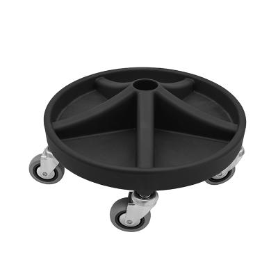 Work Stool with seat in PU foam, footrest with 5 compartments, 5xØ75 wheels and height 310-390 mm (BLACK)